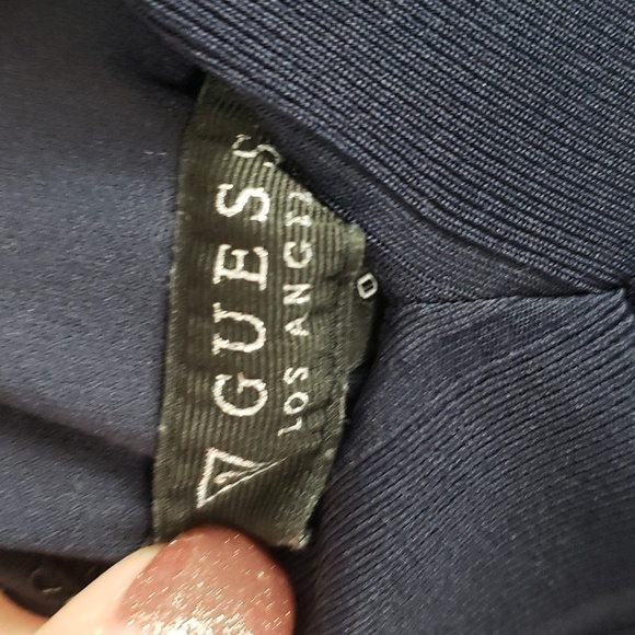 GUESS Navy Blue  V-Neck Mini  Bodycon Dress Size 0 - Picture 4 of 5